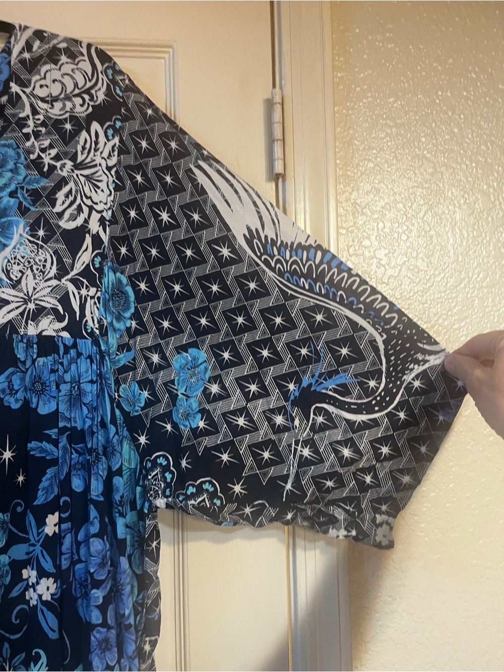 Johnny Was Black and Blue Floral Midi Dress - Picture 8 of 10